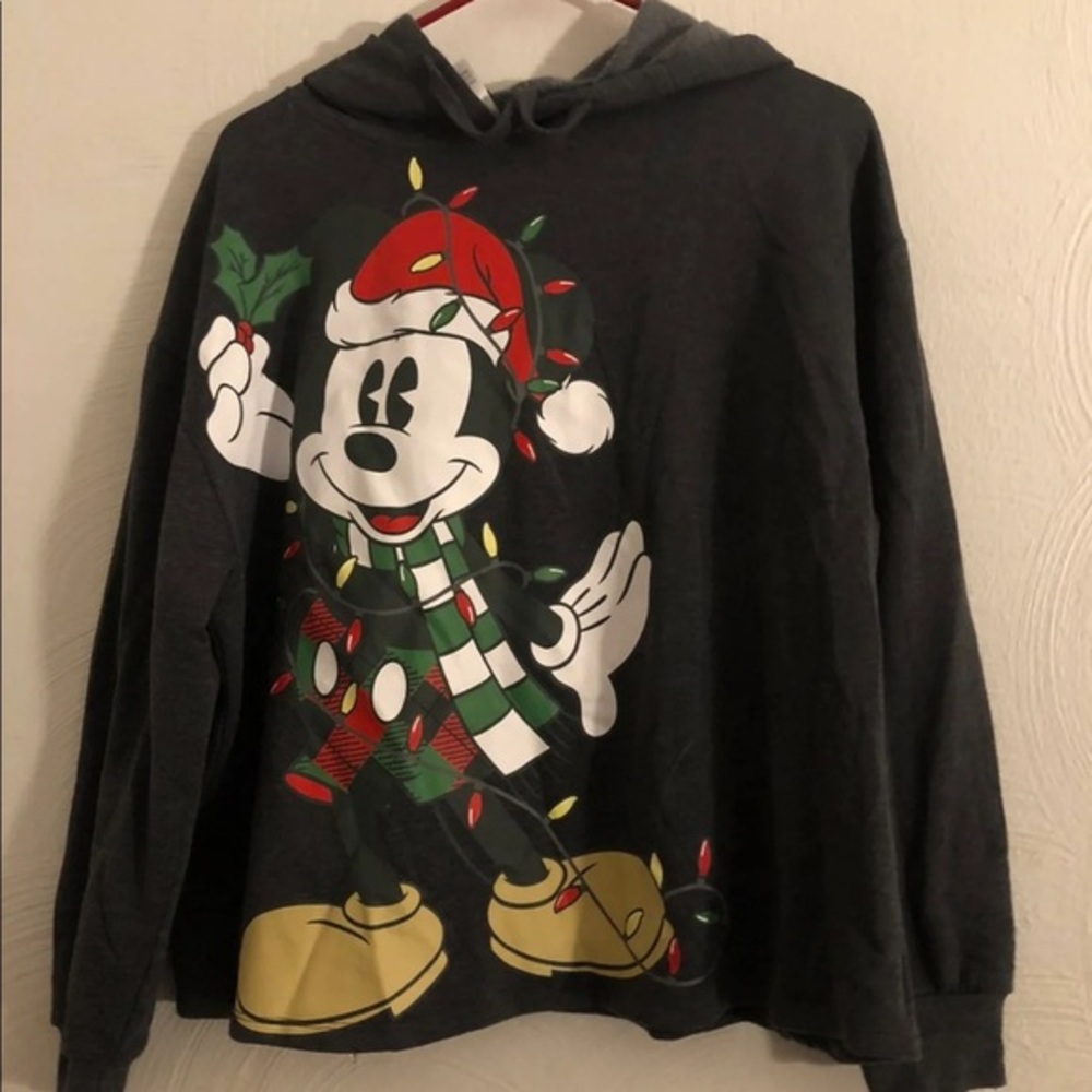 Disney Mickey Mouse Shirt Hoodie Women’s Size M Christmas Long-sleeve